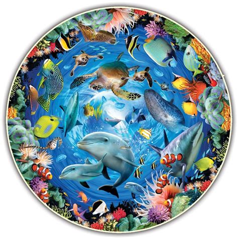 501 Piece Round Table Puzzle - Legendary Landmarks or Ocean View - Tanga