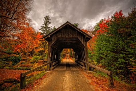 Covered Bridge In Autumn
