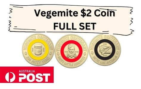 2023 2 Dollar Vegemite Coin Set Yellow Black And Red Great Full Set