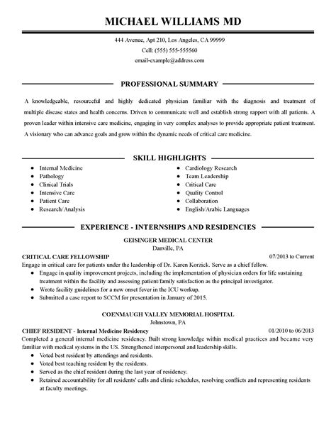This short guide includes just a few of the simpler actions that can make your job hunt. Medical Doctor Cv Resume Sample - Best Resume Ideas