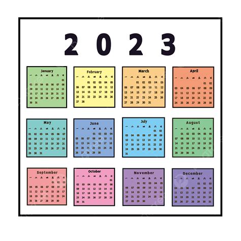 รูปปฏิทินปี 2023 ปฏิทินประจำปีทรงเรขาคณิตสี่เหลี่ยมสีสันสดใสเรียบง่าย