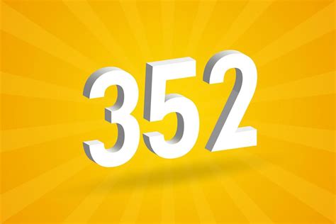 3d 352 Number Font Alphabet White 3d Number 352 With Yellow Background