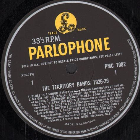 various artists territory bands 1926 29 lp vinyl uk parlophone black yellow ebay