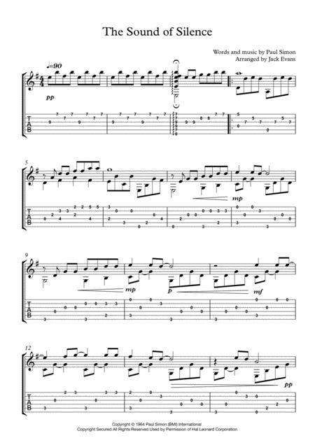 The Sound Of Silence By Paul Simon Digital Sheet Music For Guitar Tab Download Print A