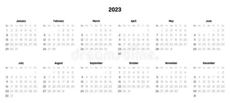 Minimalist Calendar Of Year 2023 Stock Vector Illustration Of 2023
