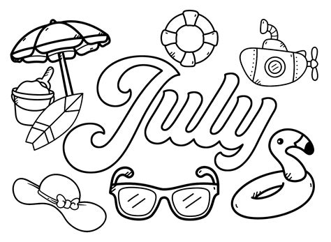 July Summer Sports Coloring Page Free Printable Coloring Pages
