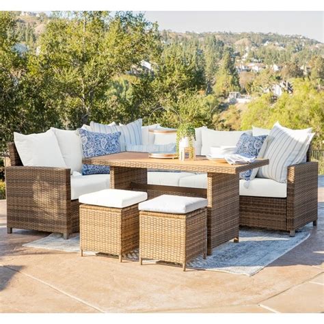 Top Product Reviews For Ariana Rattan 5 Pc Brown Outdoor Sectional