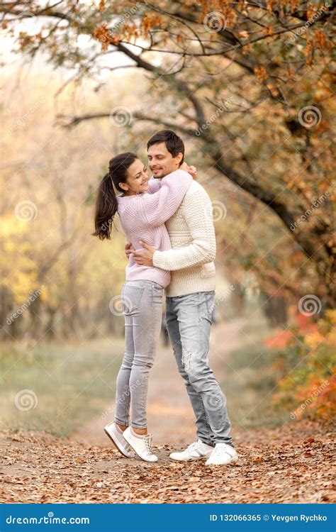 Couple In Love In The Autumn Leaves Stock Image Image Of Love Date