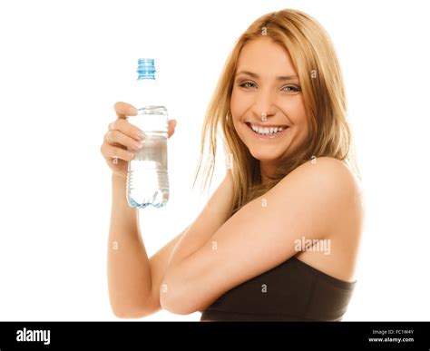 Sporty Fit Girl Doing Exercise Drinking Water Stock Photo Alamy