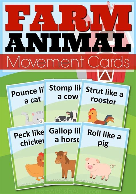 Printable Farm Animal Movement Cards Farm Animals