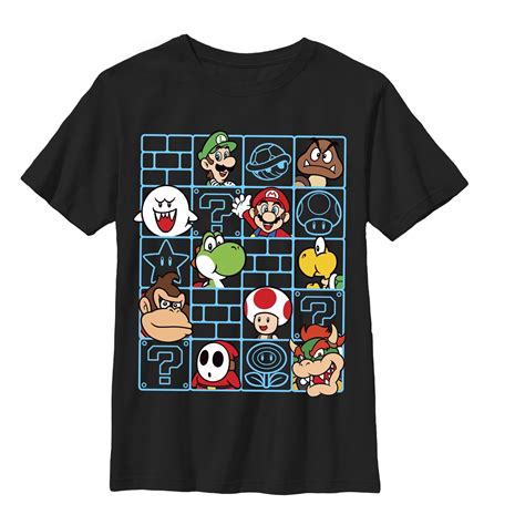 Nintendo Boys Mario Characters Wall T Shirt T Shirt Graphic Tees
