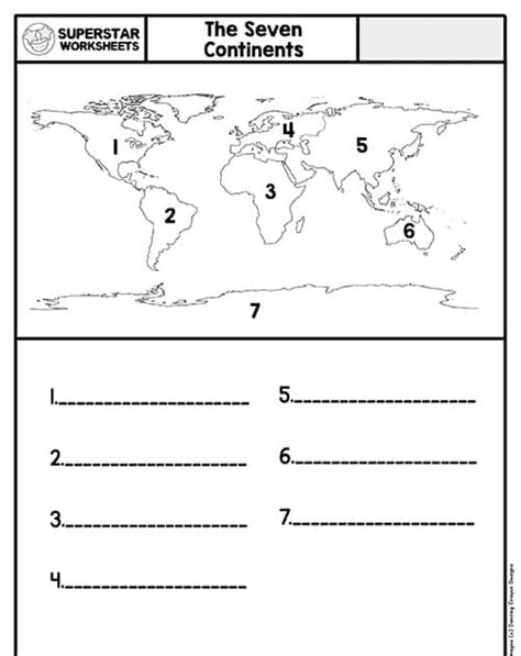 continents  kids worksheets geography worksheets countries