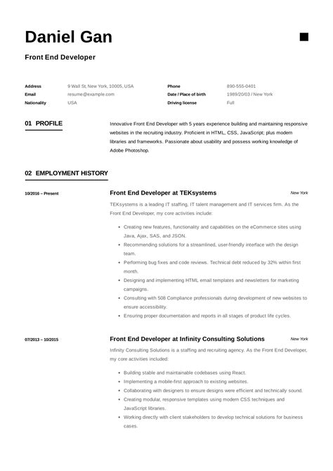 Sample front end developer resume—see more templates and create your resume here. Guide: Front End Developer Resume  + 12 Samples  | PDF ...