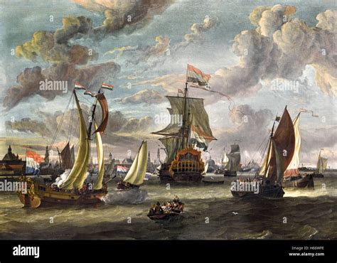 View Of Amsterdam With The Ij Sailing Ships Voc Abraham Storck