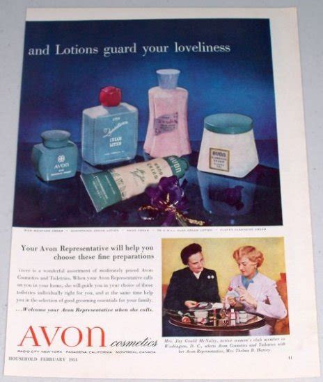 1954 Avon Cosmetics Creams Lotions 2 Page Vintage Color Print Ad