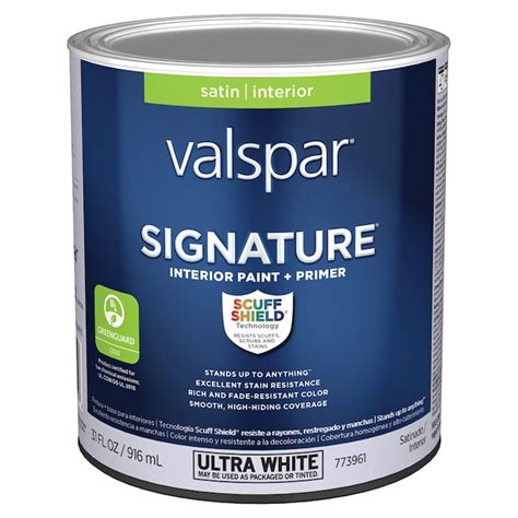 Valspar Signature Satin Ultra White Tintable Interior Paint 1 Quart