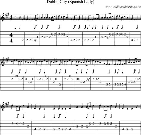 Guitar Tab And Sheet Music For Dublin City Spanish Lady