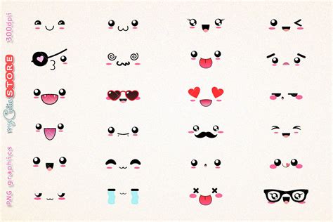 kawaii expressions clipart emoticons funny expressions clip art png graphics set for planner