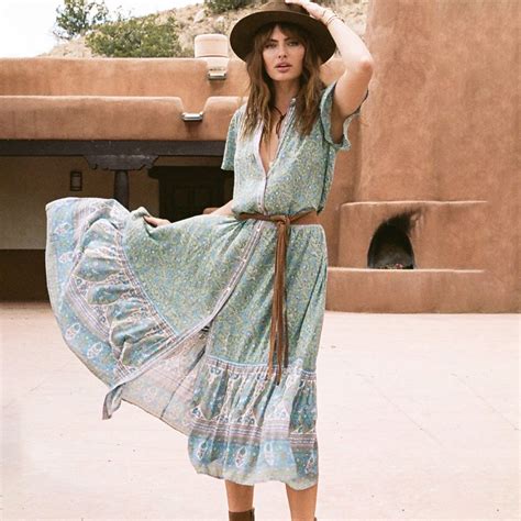 Casual Beach Long Boho Dress 2019 Summer Floral Print Dresses Button Up