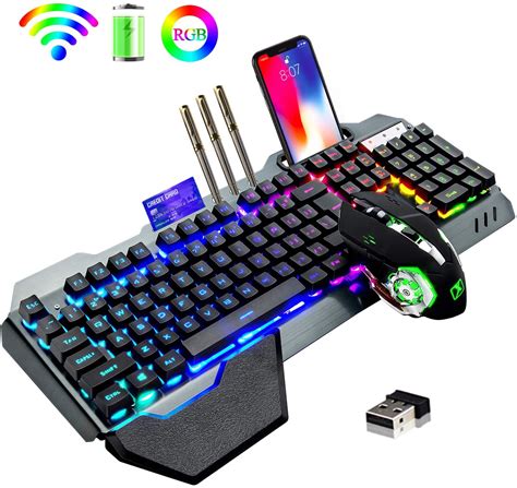 Wireless Gaming Keyboard And Mousergb Backlit Rechargeable Keyboard Mouse With 5000mah Battery