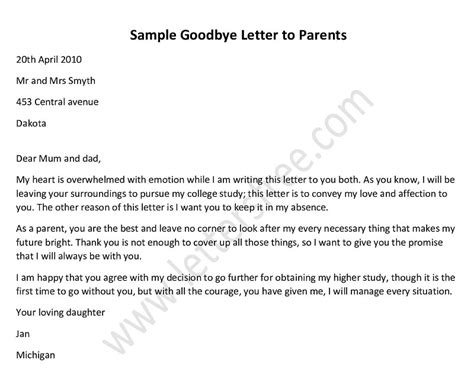 How To Write A Goodbye Letter Example