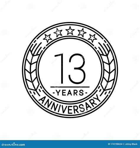 13 Years Anniversary Celebration Logo Template 13th Line Art Vector