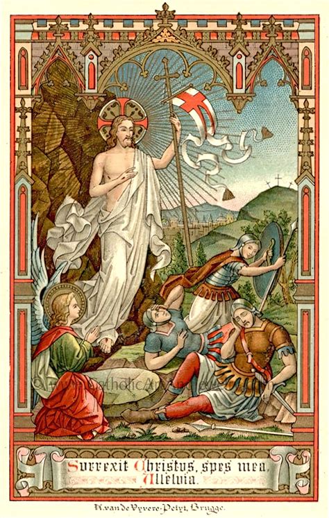 Resurrection Of Christ Based On A Vintage Holy Card Catholic Art P