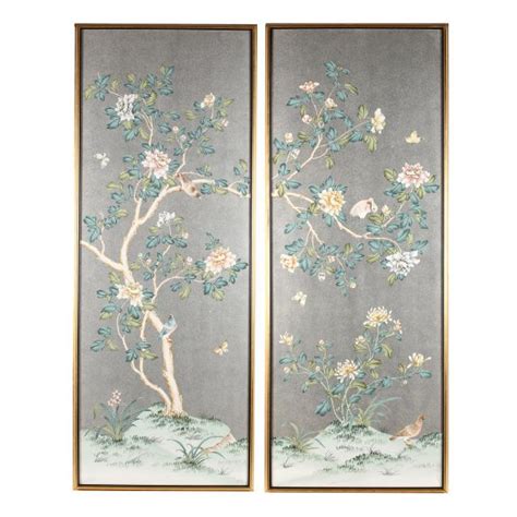 Pair Of Large Gracie Chinoiserie Decorated Framed Panels Lot 214