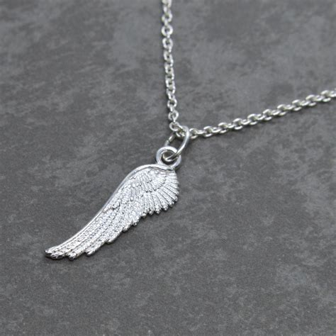 925 Sterling Silver Angel Wing Pendant 21mm 16 Etsy