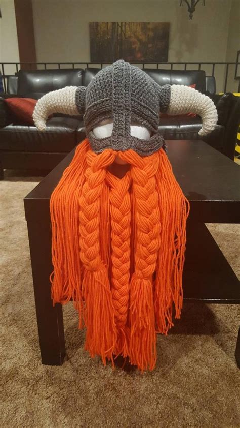 Crochet Pattern For Viking Hat Helmet With Beard Etsy Viking Hat