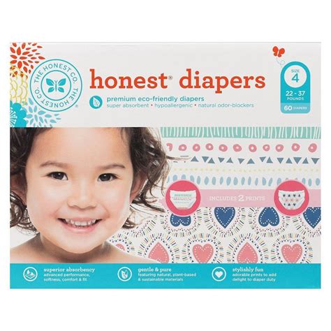 Honest Diapers Value Pack Size 4 Style Varies 60 Count Honest