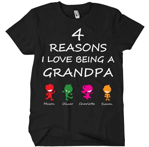 Reason I Love Being A Grandpa Shirt Grandpa Custom Name Etsy