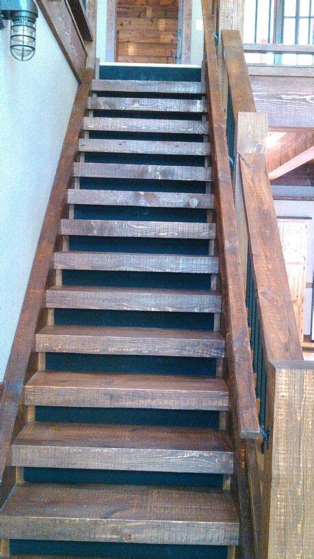 Timber Steps And Railing With Steel Toe Kicks And Black Metal Spindles