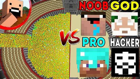 Minecraft Battle Noob Vs Pro Vs Hacker Vs God Super God Notch