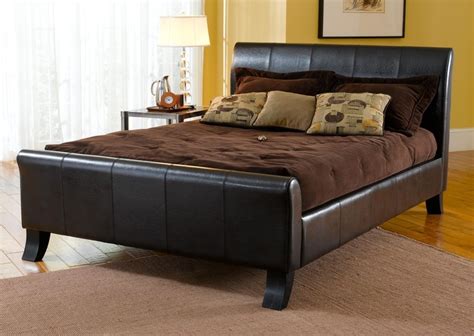 Hillsdale Brookland Leather Sleigh Bed V9618 Lamps Plus King Size Bed Frame Leather