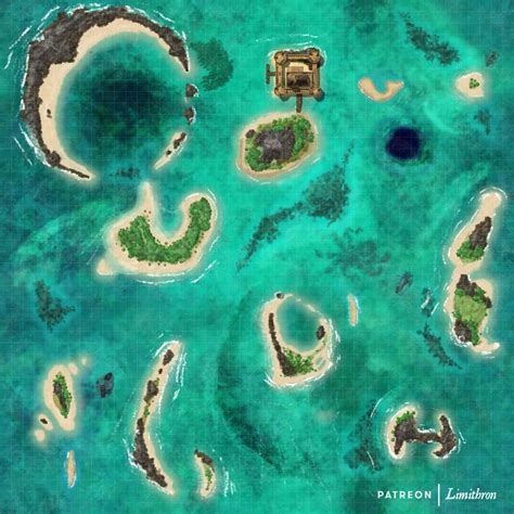 Tropical Archipelago Ocean Island Rpg Map Dnd World Map Fantasy Map
