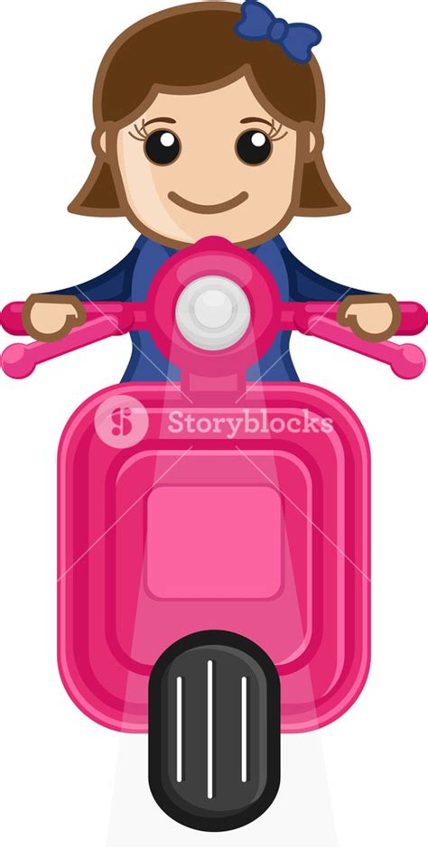 cartoon vector girl riding on scooter royalty free stock image storyblocks
