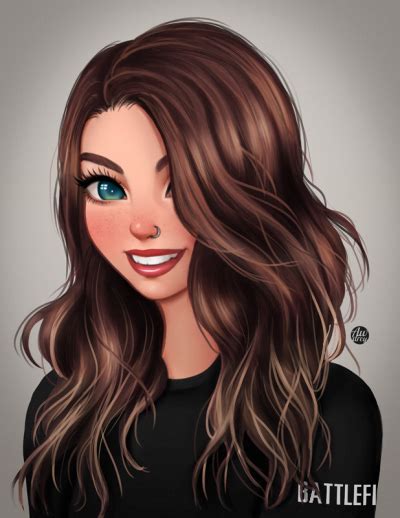 Awdrey Illustration Brown Hair Girl Drawing Brown Hair Blue Eyes