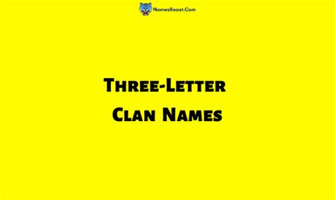 Three Letter Clan Names 214 Cool And Unique 3 Letter Clan Names