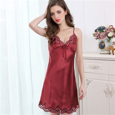 Summer 100 Silk Women Nightgowns Sexy Sleeveless Simple Sleepdress