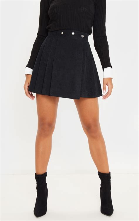 Black Cord Skater Skirt Skirts Prettylittlething Usa