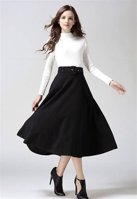 30 Stylish Belted Skirts And Dresses That Are Full Of Love Long Skirt