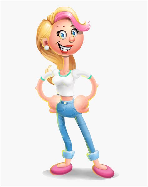 Cute Blonde Girl In Jeans Cartoon Vector 3d Character Cute Blonde