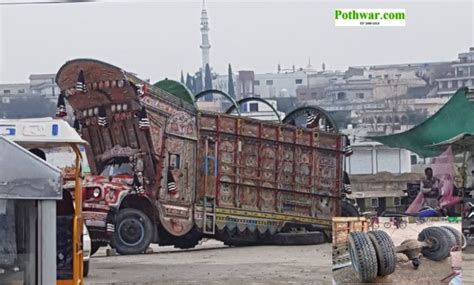 Gujar Khan Truck Loaded With Coal Breaks Fail Near Bewal Bridge As