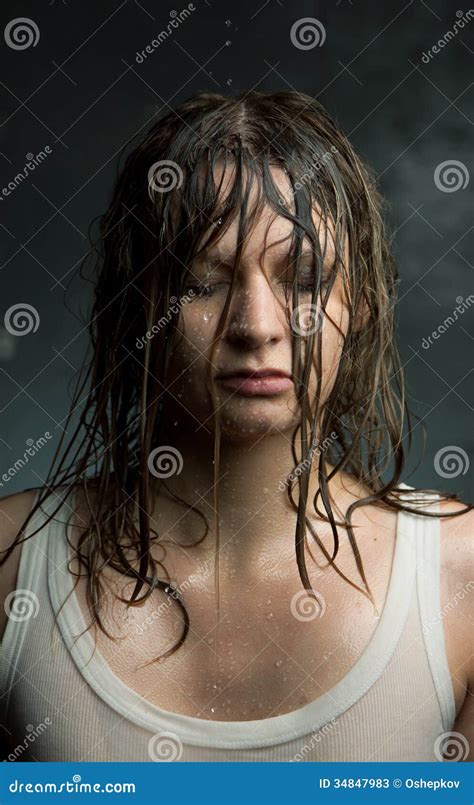 Portrait Of A Girl With Wet Hair Stock Image Image Of Cleaning Person