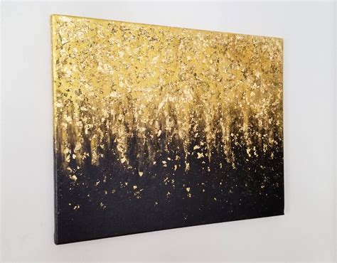 16x20 Black And Gold Acrylic Painting Canvas Art Gold Etsy