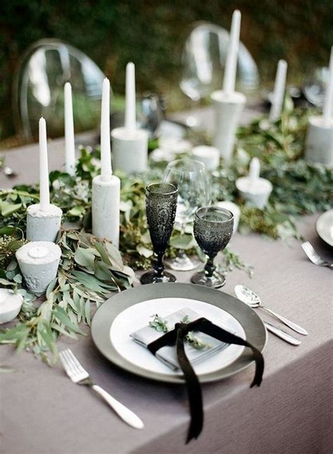 Sage Green White And Black Wedding Table Setting Ideas Emmalovesweddings