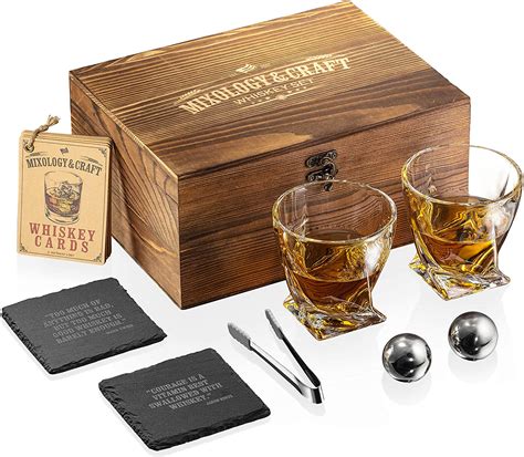 Mixology Whiskey Stones T Set For Men Whiskey Glass Set With Wooden