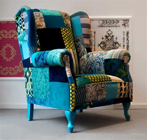 Fotel Patchwork Blue Homify Vintage Antik Dekor Puf Antik Dekor
