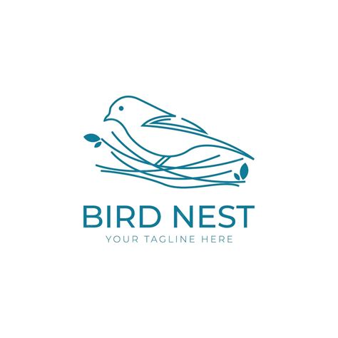 Premium Vector Modern Line Art Outline Bird And Nest Logo Design Vector